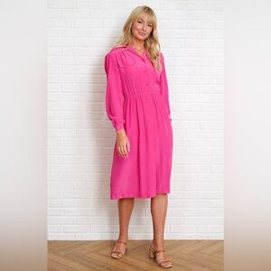 Elegant Pink Long Sleeve Vintage Dress